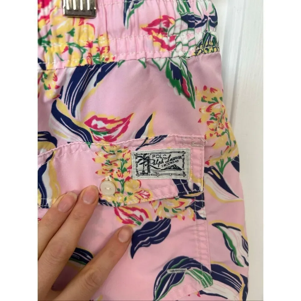 Polo Ralph Lauren Mens Traveler Swim Shorts Pink Tropical Flower 5